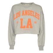 Crop Sweaters med Print og Label