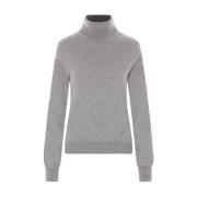 Grå Cashmere Højhalset Sweater