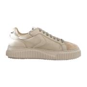 Beige Sneaker i Læder/Stof