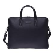 Professional bag in black tumbled leather