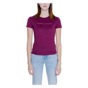 Lilla Printet Rund Hals T-Shirt