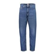 Broderede afslappede tapered bomuldsjeans