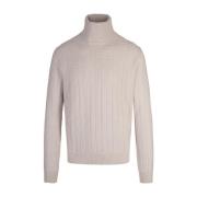 Hvid Kabelstrik Turtleneck Sweater