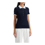 Ribbet uld polo shirt