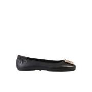 Sorte Læder Ballerina Flats