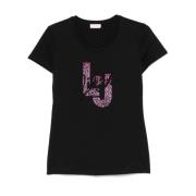 Sort Rhinestone Pyntet Crew Neck T-shirt