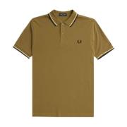 Brun Stribet Kontrast Poloshirt