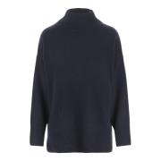 Navy Uld Cashmere Høj Hals Sweater