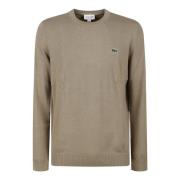 Beige Bomuld Sweater Girocollo Stil