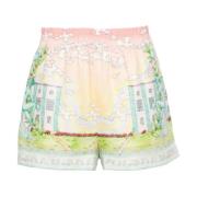 Grafisk Print Linned Shorts