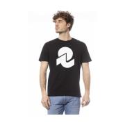 Sort Bomulds T-shirt med Logo Print