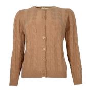 Beige Cashmere Cardigan Treccia Donna