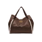 Mocha Tote Taske med Teddy Detaljer