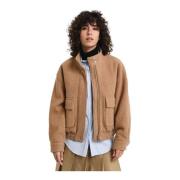 Beige Wool Harrington Jakke Tøj