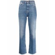 Blå High-Waisted Bomuld Jeans