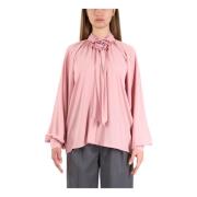 Chiffon bluse med rosebue detalje