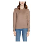 Beige Strik Rund Hals Sweater