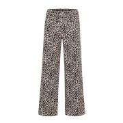 Højtaljede denim jeans med leopardprint