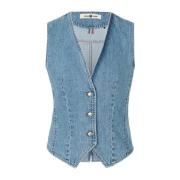 Denim Vest Trendy Sleeveless V-Neck Buttoned