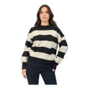 Broderet Crewneck Sweater Creme/Sort