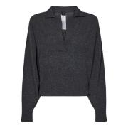 Grå V-hals Uld Cashmere Sweater