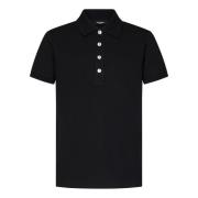 Sort Polo Skjorte med Monogram Motiv