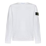 Hvid Ribbet Crewneck Sweater