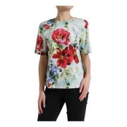 Blå Blomstret T-Shirt