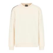 Beige Bomuld Crewneck Sweatshirt med Logo Detalje