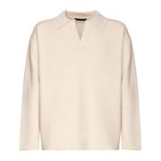 Hvid Uldblandingspolo Sweater