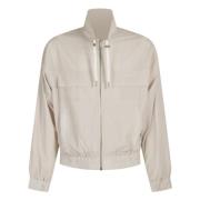 Kridt Beige Windbreaker med Front Lynlås