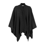 Blomstret Applique Strik Poncho Cape