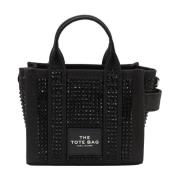 Sort Mini Tote Taske med Strass