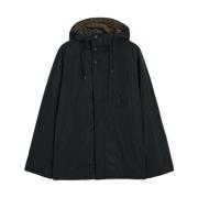 Kort Teknisk Taffeta Parka i Sort