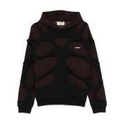 Laser Cut Hoodie Sort Brun