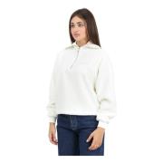 Hvid Sherpa Halv-Zip Sweater