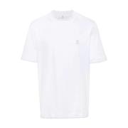 Hvid T-shirt med broderet logo