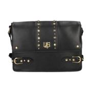 Studded Sort Crossbody Taske med Frontklap