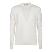 Hvid Ensfarvet Rund Hals Sweater