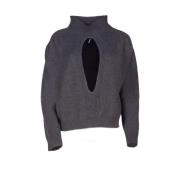 Mørkegrå Cutout Mock Neck Sweater