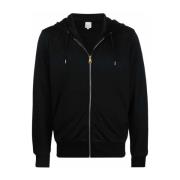 Sort Zip Hoodie med Striber