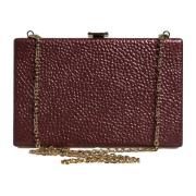 Maroon Læder Crossbody Clutch Taske