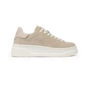 Beige Ruskind Sneakers Platin Detaljer