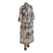 Rose Print Silk Maxi Kjole