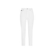 Højtaljede skinny jeans i hvid denim