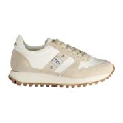 Sporty Beige Damesneakers med Kontrastdetaljer