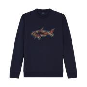 Marineblå Bomuldsblanding Regular Fit Sweatshirt