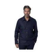 Marineblå Flannel Overshirt med Knapper