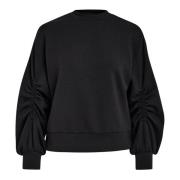 Sort Sweatshirt med Cool Elastisk Detalje