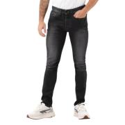 Sort Skinny Fit Jeans med Logo